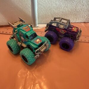 Vibrant Teal and Purple Monster Truck Set